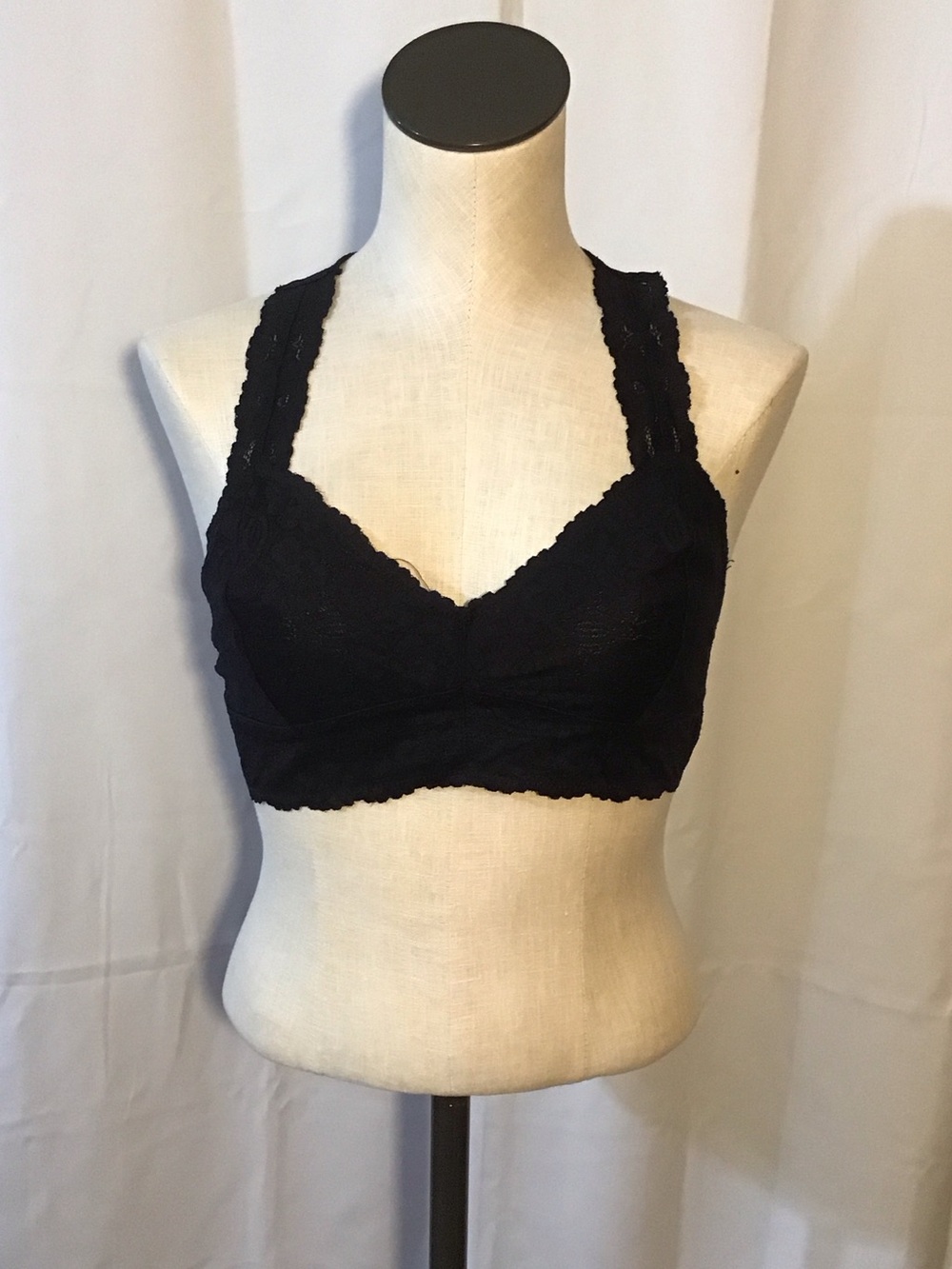Free People Black Lace Halter Bralette